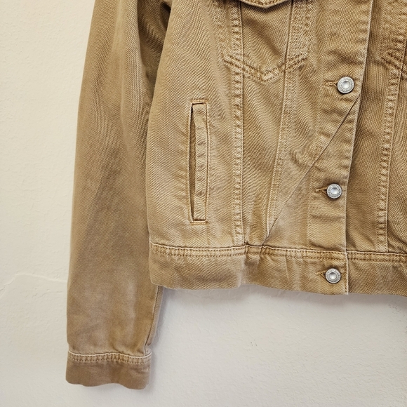 Free People Brown Denim Jacket Warm Sands Size Small Boho Rumors Jacket - Picture 5 of 11
